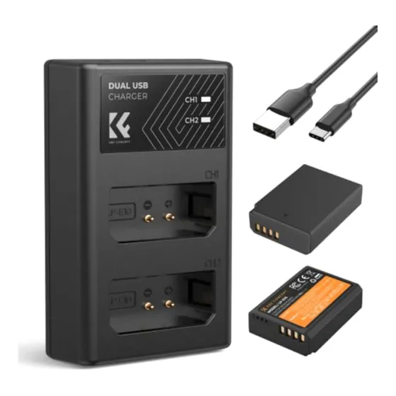 Cargador Doble Usb + Bate  K&f Concept Lp-e10 Para Canon
