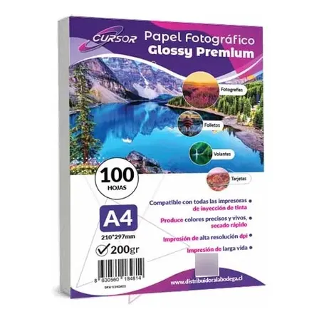 Papel Fotografico A4 Glossy 200 Gr 100 Hojas