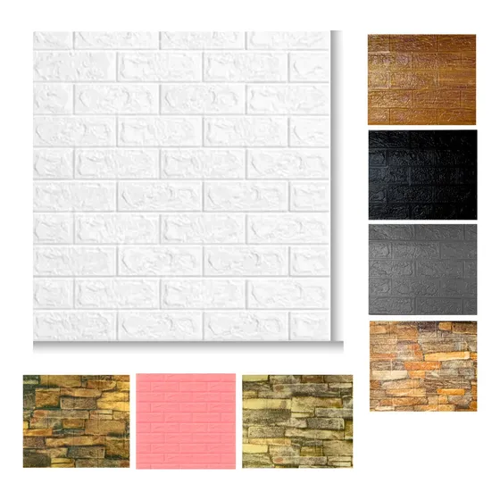 Panel Adhesivo 3d Pared Ladrillo X 8 Unidades Papel Tapiz