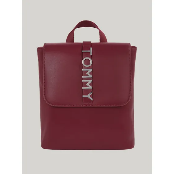 Mochila City Con Logo Metálico Rojo Tommy Hilfiger Color Burdeo