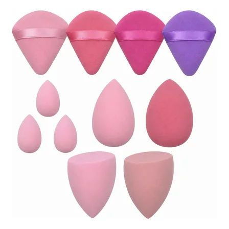 Kit 11 Esponjas De Maquiagem Profissional Textura Premium Rosa Colors Média