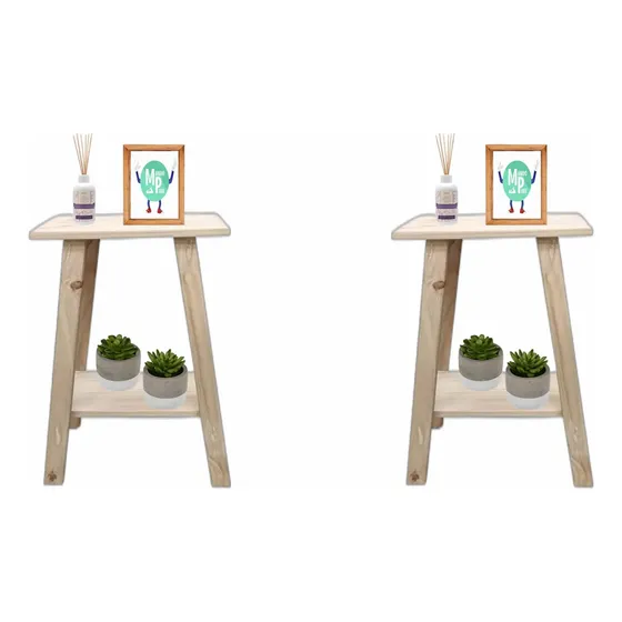 Mesa De Luz Nordica De Pino X 2 Unidades