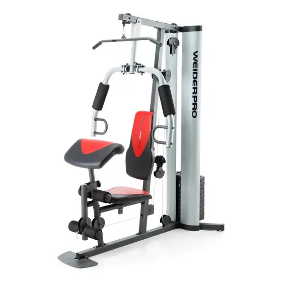 Gimnasio Multifuncional Weider Pro 6900, Pesas, Barra Y Más Color de la estructura Gris Color del tapizado Negro/Rojo