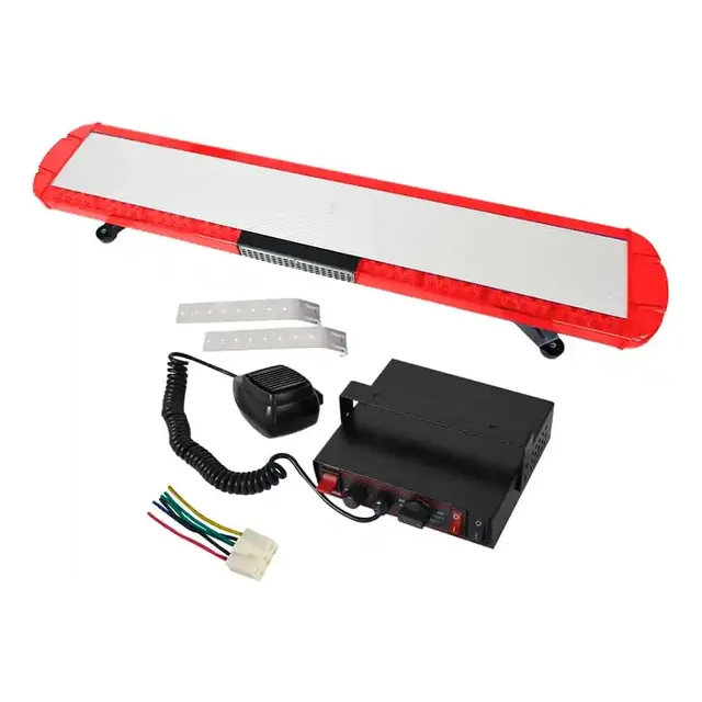 Barra Policial Led Altavoz Sirena 72w 12/24v 118cm Rojo