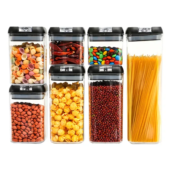Organizador Frasco Hermetico Cocina Tupper Recipiente X7 Color Negro