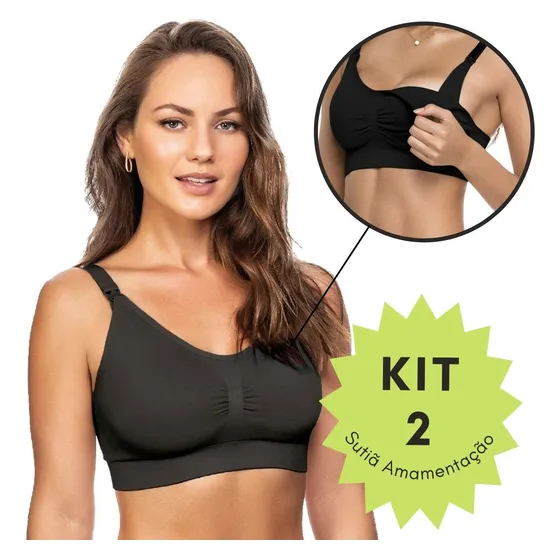 Kit 2 Sutiãs De Amamentação Pós Parto Sem Bojo Zee Rucci