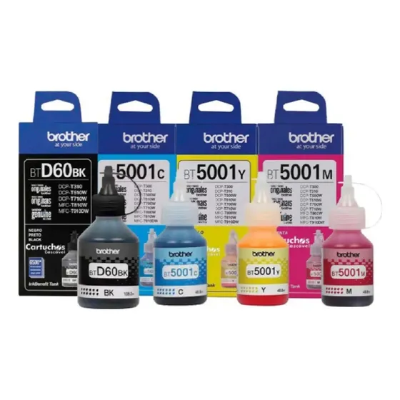 Kit De 4 Tintas Brother D60bk Negro- 5001 Originales Cy Ma Y