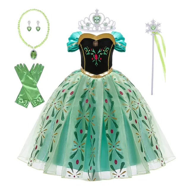 Vestido Anna Princess Frozen Para Niñas Falda Estampada D