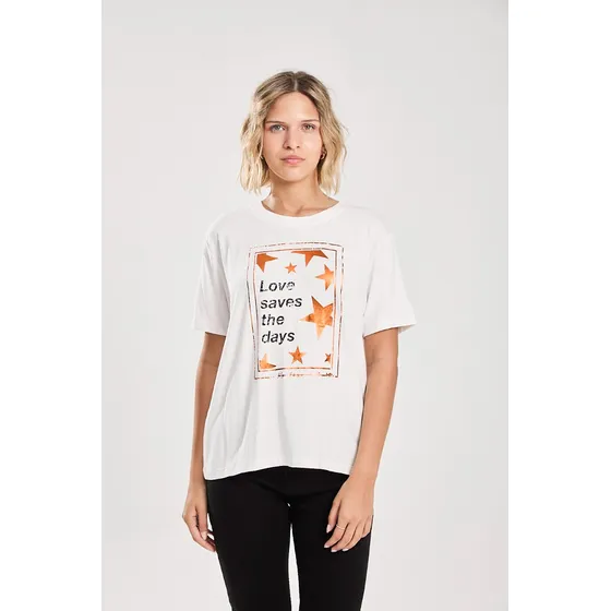 Remera Manga Corta Calce Midi Off White Koxis Mujer