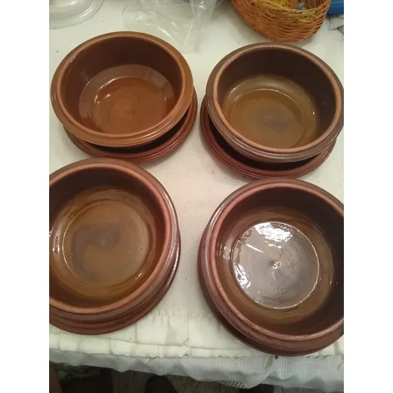 Juego De 4 Platos Llanos Y 4 Hondos En Ceramica - Usados