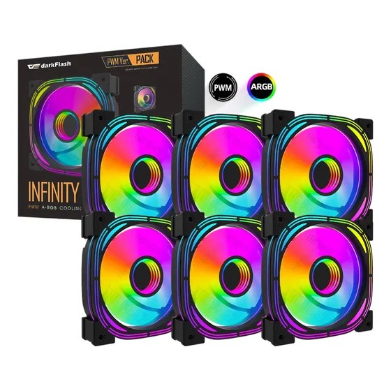 Cooler Fan Aigo Infinity 24 Pro Argb + Pwm 6 Fans Darkflash