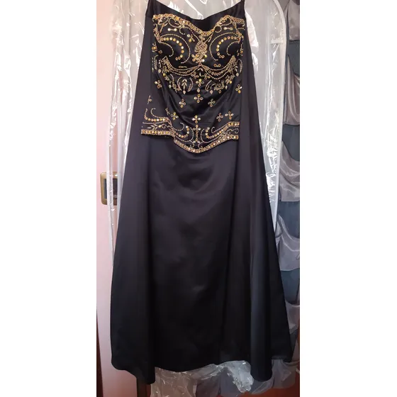 Vestido De Fiesta Negro Dos Piezas Con Pedrería