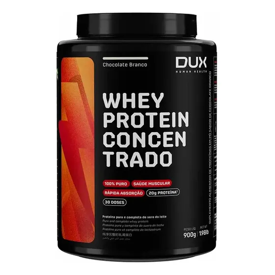 Whey Protein Concentrado 900g Chocolate Branco Dux Nutrition