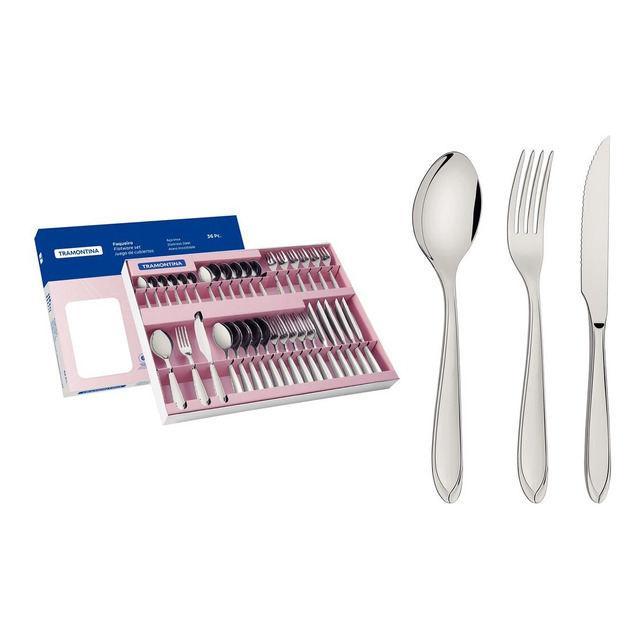 Tramontina Faqueiro Laguna Aço Inox Brilhoso 36 Peças Tramontina Faqueiro Laguna Aço Inox Brilhoso 36 Peças