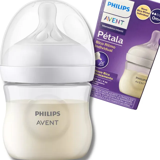 Mamadeira Avent Petala 125ml Bico Silicone Rn Recém Nascido