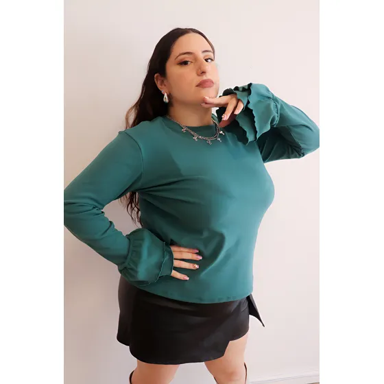 Buzo Mujer Ananá Plus Size Manga Doble Volado Talle Grande