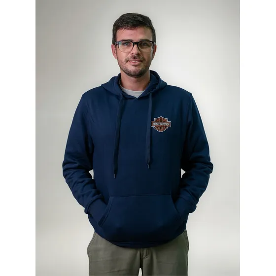 Buzo Canguro Capucha Regalo Hombre Bordado Harley Davidson