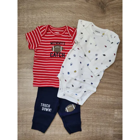 Conjunto 3 Pzas Carters Motivo Deportivo Tallas 3m, 9m, 12m