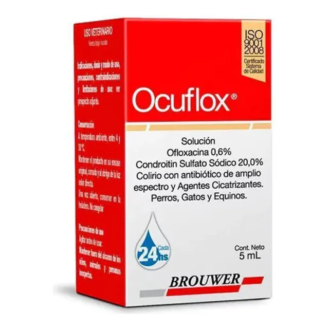 Líquido Colirio Antibiótico Ocuflox Uso Veterinario