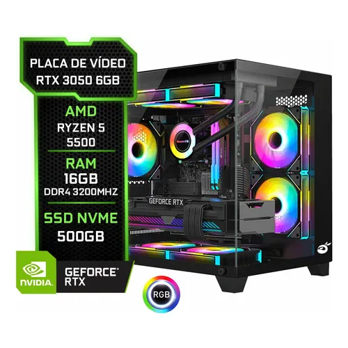 Pc Gamer Mcl, Ryzen 5 5500, Rtx 2060, 16gb Ddr4, Ssd 480gb 480 Gb