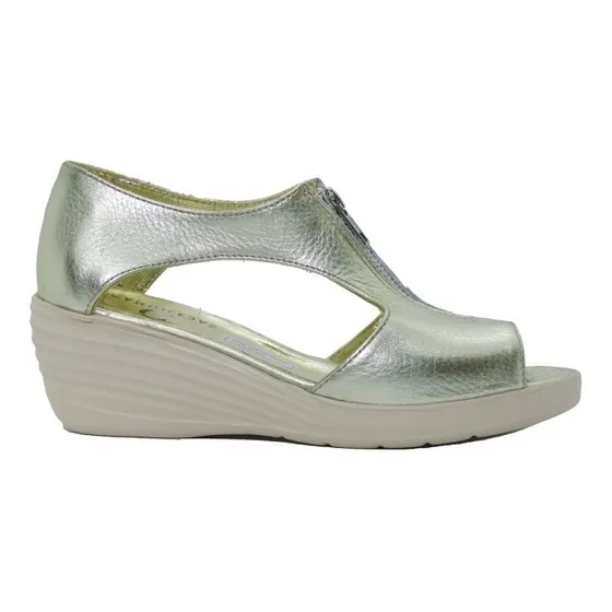 Saldo Sandalia Mujer Cuero Dorado Cierre Taco Ch Base Eva C