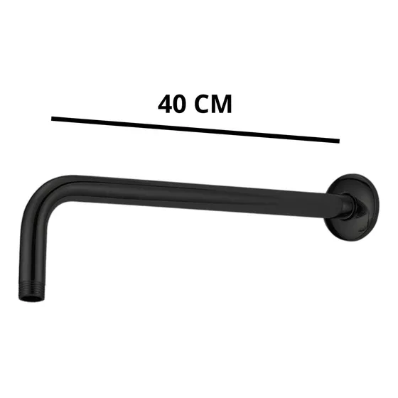 Cuello De Regadera Maxims S22-neg, 40cm, Brazo De Regadera De Acero Inoxidable Para Baño, Color Negro Mate.
