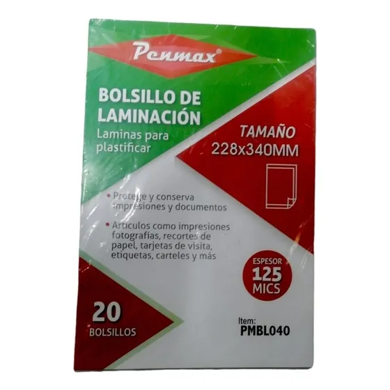 Bolsillo Laminacion Tamaño Oficio X 20 Calibre 125mics