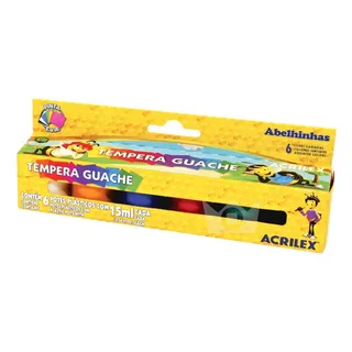 Estojo Tinta Tempera Guache Escolar Infantil Acrilex 6 Cores Cor Azul. Preto. Verde. Vermelho. Branco. Amarelo Estojo Tinta Tempera Guache Escolar Infantil Acrilex 6 Cores Cor Azul. Preto. Verde. Vermelho. Branco. Amarelo