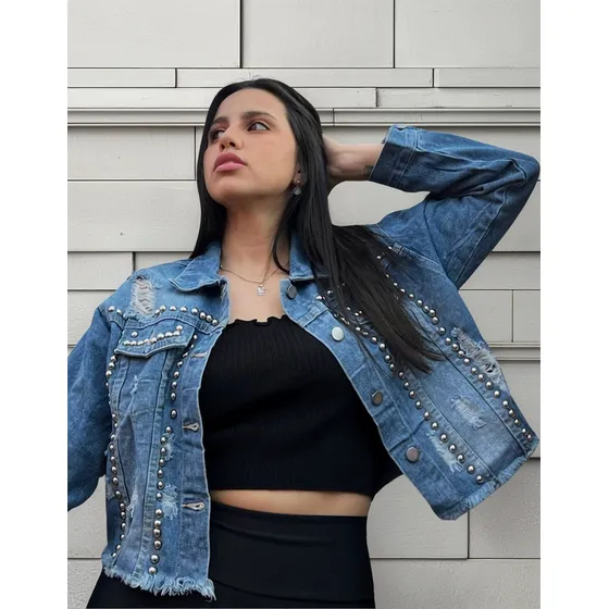Campera Jean Con Tachas