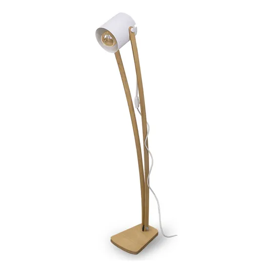 Lampara Led Lectura De Pie Madera Con Pantalla Tacho E27