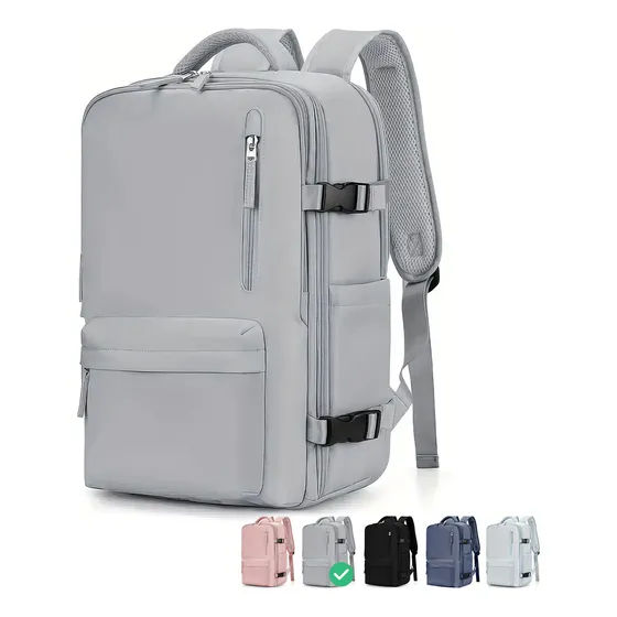 Mochila De Viaje Impermeable Avión Aprobado Capacidad De 40l Color Gris Diseño De La Tela Lisa