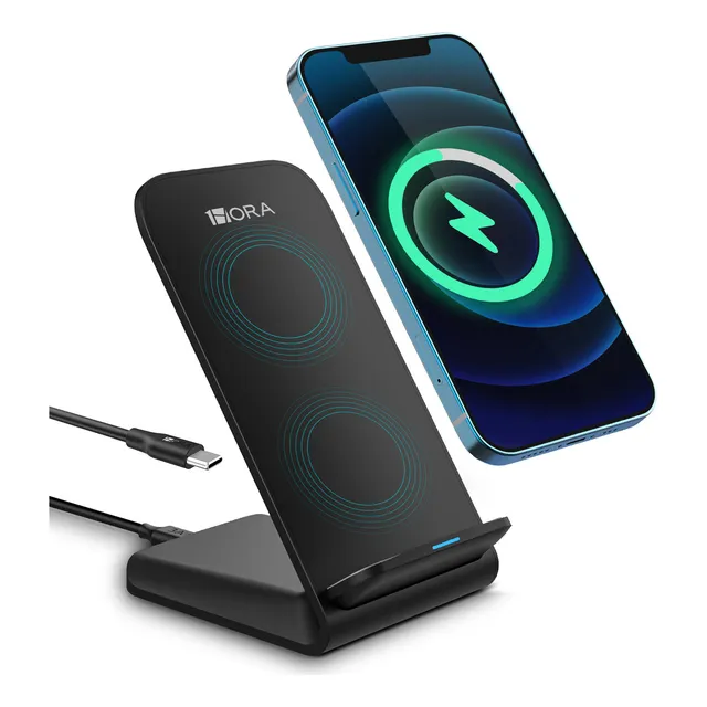 Cargador Inalámbrico Qi Carga Rápida 15w Compatible Para Ip Color Negro