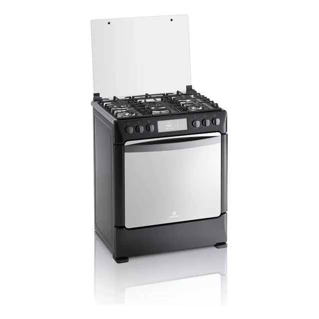 Cocina A Gas Indurama Niza 5 Hornallas Horno Con Convección Color Negro