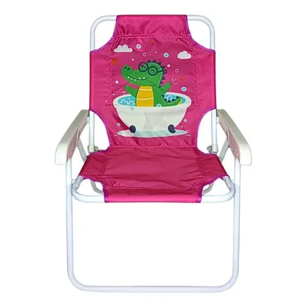 Cadeira De Praia Infantil Dobrável Premium Menino Menina Rosa