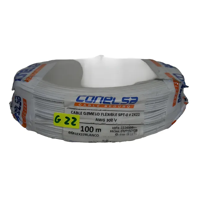 Cable Eléctrico Gemelo Flexible 2x22 Awg Spt-0