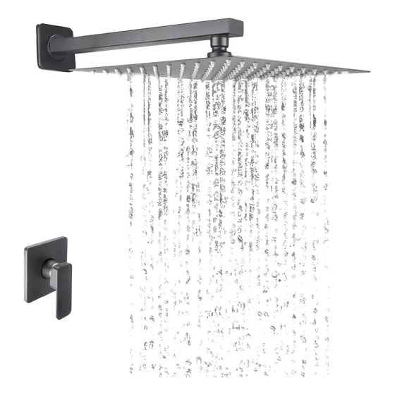 Regadera Cuadrada Baño 25x25 con Monomando Mezcladora Tubo Acero inoxidable Lluvia Alta Baja Presion Moderna Femmto