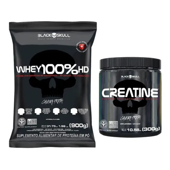 Kit Whey 100% Hd Black Skull + Creatina 300g