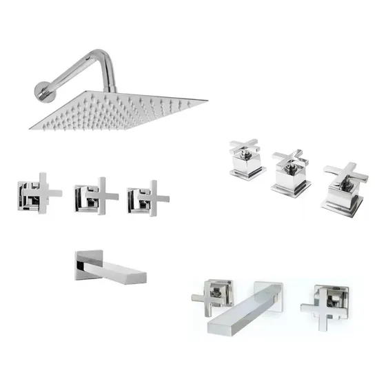 Juego Griferia Status Aqualaf Lavatorio Bidet Ducha Cromo