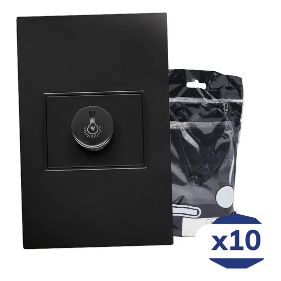 Placa Contacto Atenuador Iluminación 100w 127vca Negro Mate 77x124mm Premium Artlite Apl-311 Paquete 10 Piezas