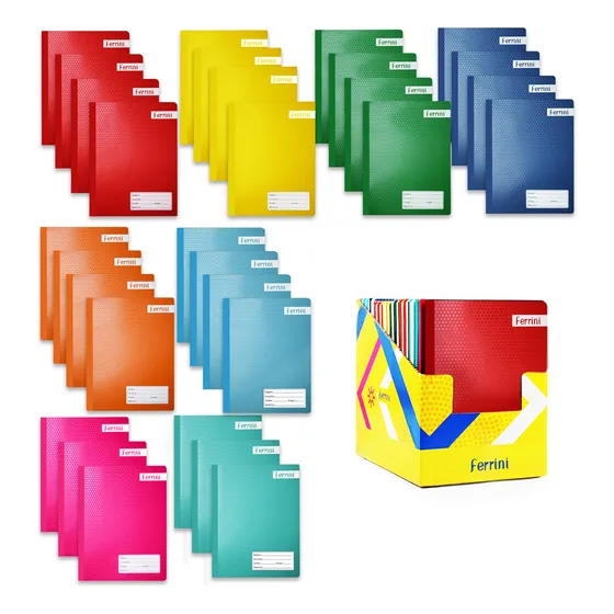 Cuadernos Profesionales Cosidos Libreta Ferrini 100h Caja 30 Color Cuadro Grande 7mm