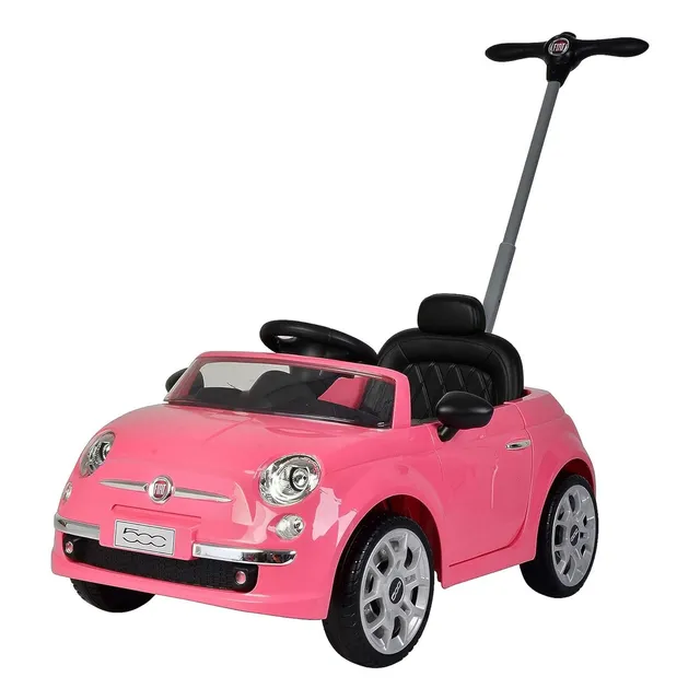Fiat 500 Carro Montable Para Niños 3 En 1 Carriola Coche De Empuje Para Bebes Y Niños De 1 A 5 Años Con Música Y Claxon Color Rosa