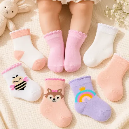 Kit 7 Pares Meia Bebê Todo Dia Rn Duck Menino Menina Algodão Menina Sortida Rn