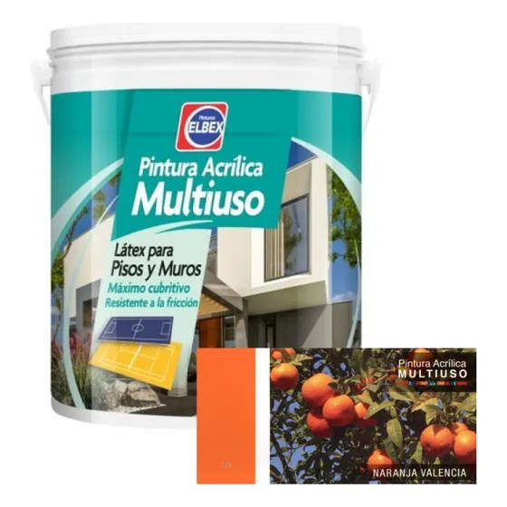 Pintura Pisos - Multiuso Elbex 4lt Naranja Valencia