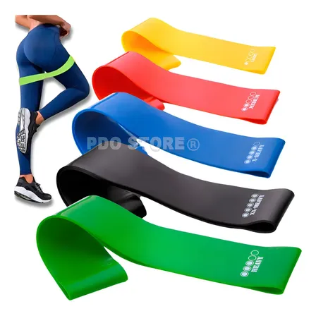 Kit 5 Faixa Elástica Super Mini Band Extensor Elástico Para Treino Resistência Funcional Academia Banda Extra Forte De Treinamento Thera Fisioterapia Original Pdo Store Coloridas