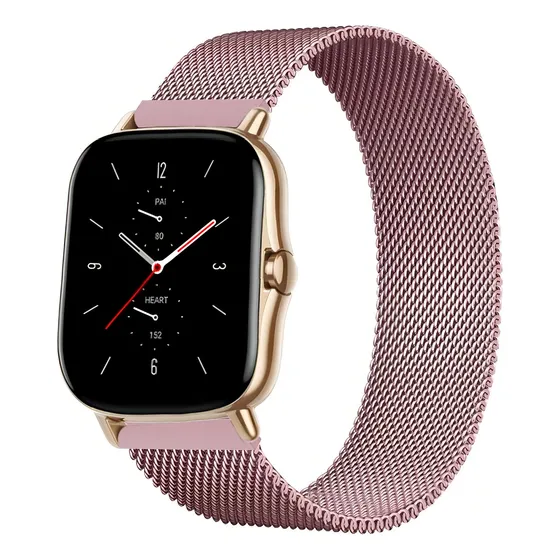 Pulseira De Metal Relogio Amazfit Bip Cores Estlosas Cor Rosa Largura 20 Mm