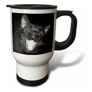 Taza De Viaje 3drose B&w Para Halloween, Con Forma De Gato N Taza De Viaje 3drose B&w Para Halloween, Con Forma De Gato N
