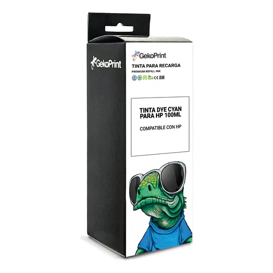 Tinta Para Impresion Geko Dye Cyan Para Hp 100ml