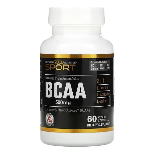 Bcaa 500 mg, 60 cápsulas, sabor California Gold Nutrition, sin sabor