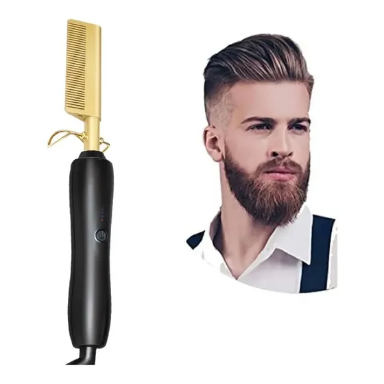 Plancha Cepillo Barba Y Cabello Alisa Peina Hombre Retro
