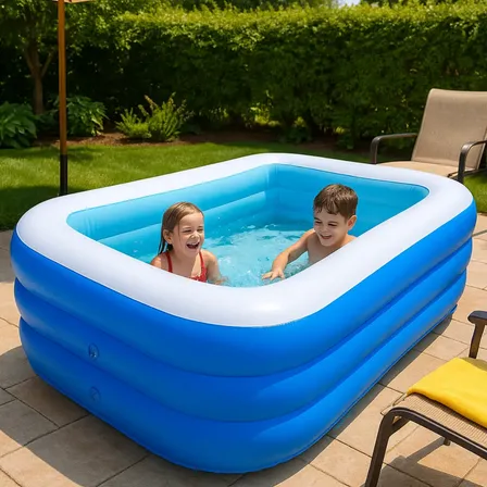 Piscina Infantil Retangular Inflável De Plástico Resistente Azul